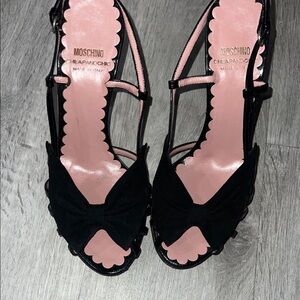 Moschino Black and Pink Heeled Sandals
